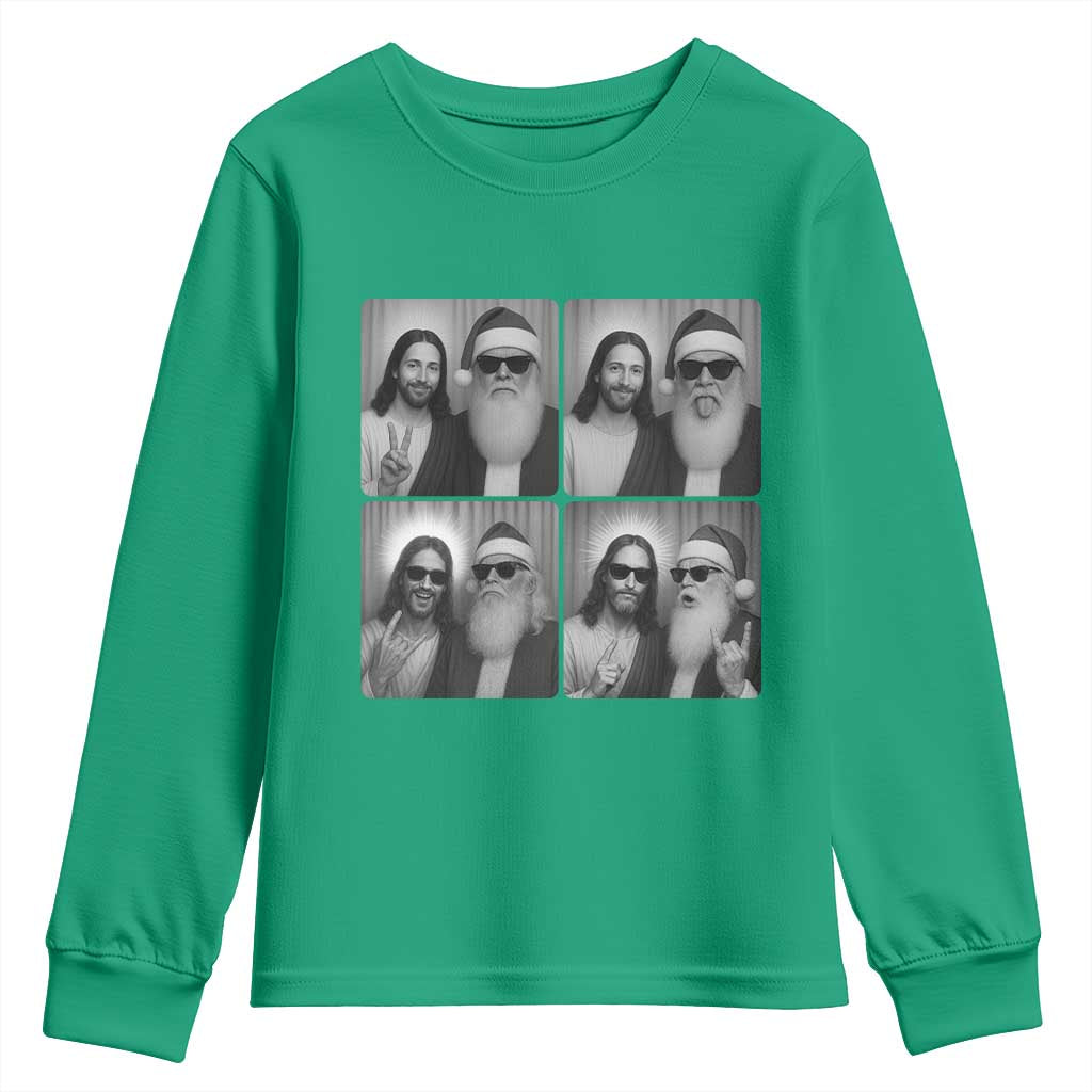 Funny Bigfoot Photobooth Christmas Youth Sweatshirt Sasquatch Jesus Christian Xmas - Wonder Print Shop