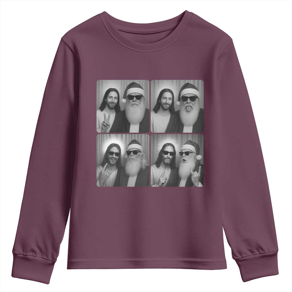 Funny Bigfoot Photobooth Christmas Youth Sweatshirt Sasquatch Jesus Christian Xmas - Wonder Print Shop