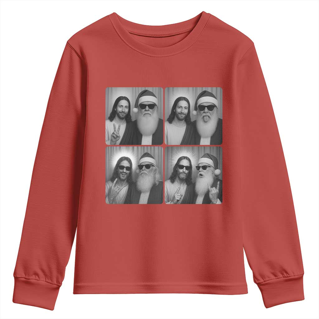 Funny Bigfoot Photobooth Christmas Youth Sweatshirt Sasquatch Jesus Christian Xmas - Wonder Print Shop