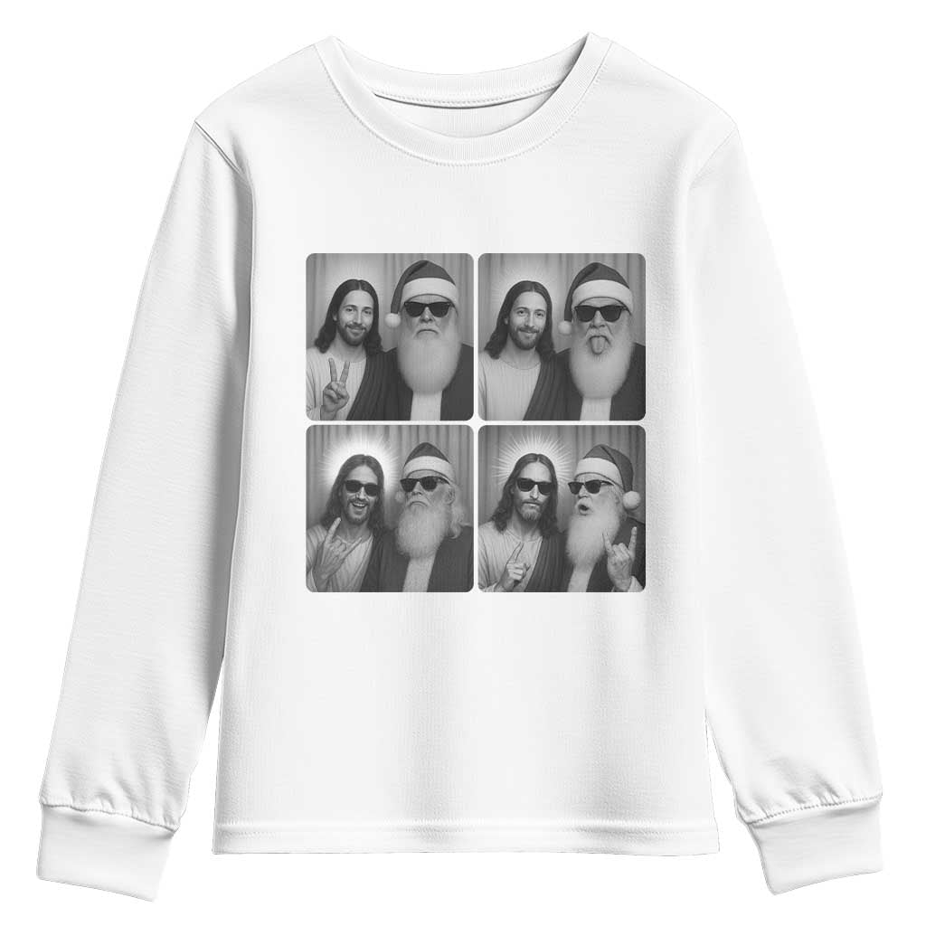 Funny Bigfoot Photobooth Christmas Youth Sweatshirt Sasquatch Jesus Christian Xmas - Wonder Print Shop