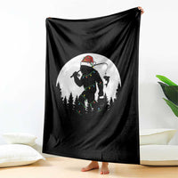 Funny Bigfoot Fishing Christmas Throw Blanket Sasquatch Moon Fisherman - Wonder Print Shop
