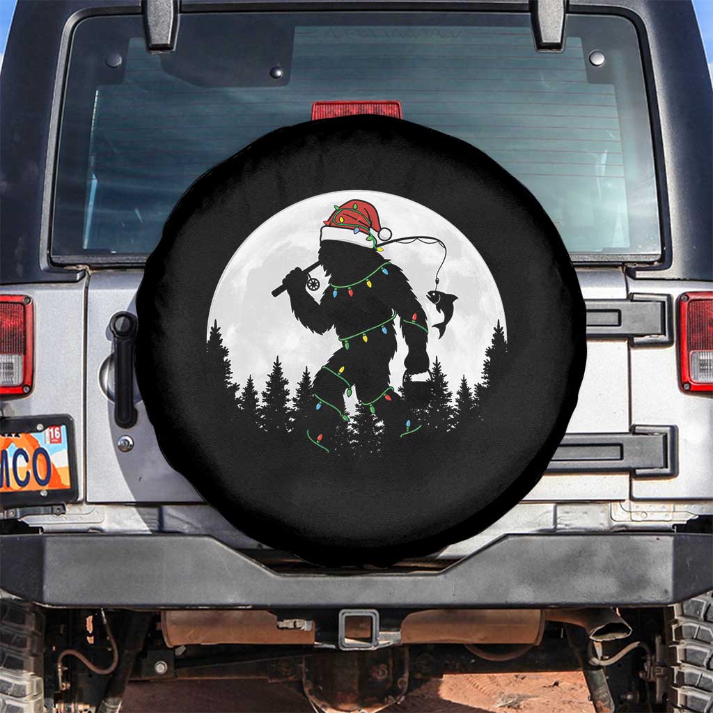 Funny Bigfoot Fishing Christmas Spare Tire Cover Sasquatch Moon Fisherman - Wonder Print Shop