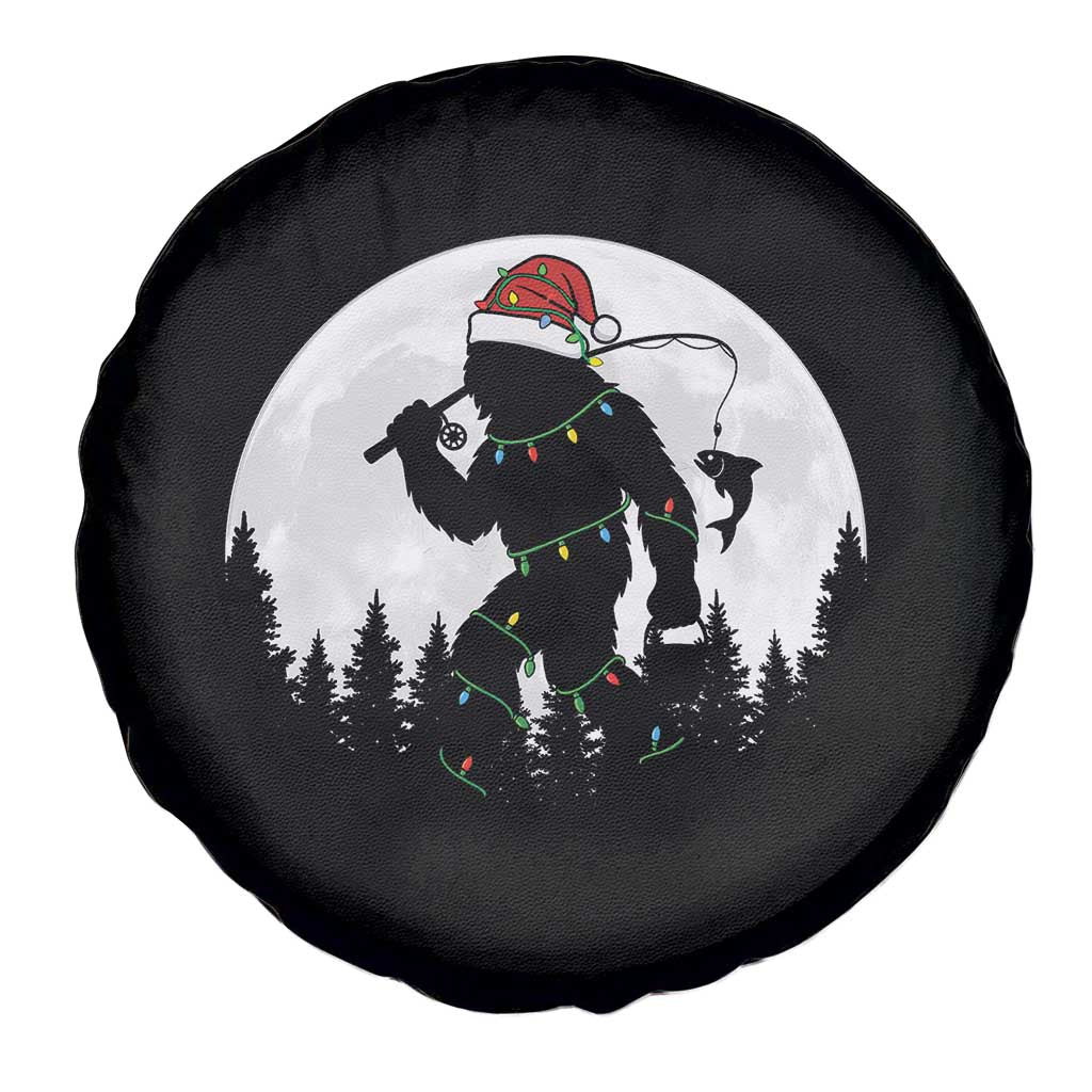 Funny Bigfoot Fishing Christmas Spare Tire Cover Sasquatch Moon Fisherman - Wonder Print Shop