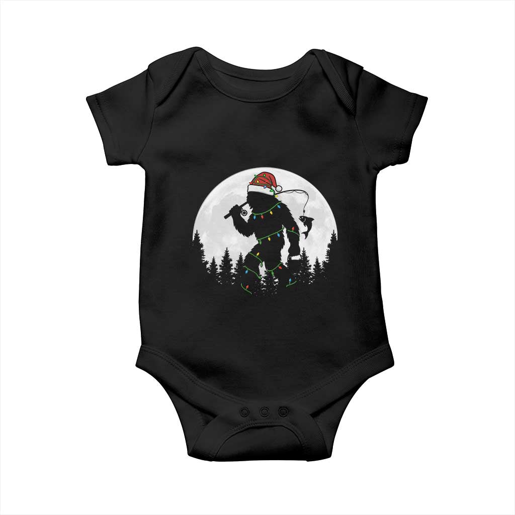 Funny Bigfoot Fishing Christmas Baby Onesie Sasquatch Moon Fisherman - Wonder Print Shop
