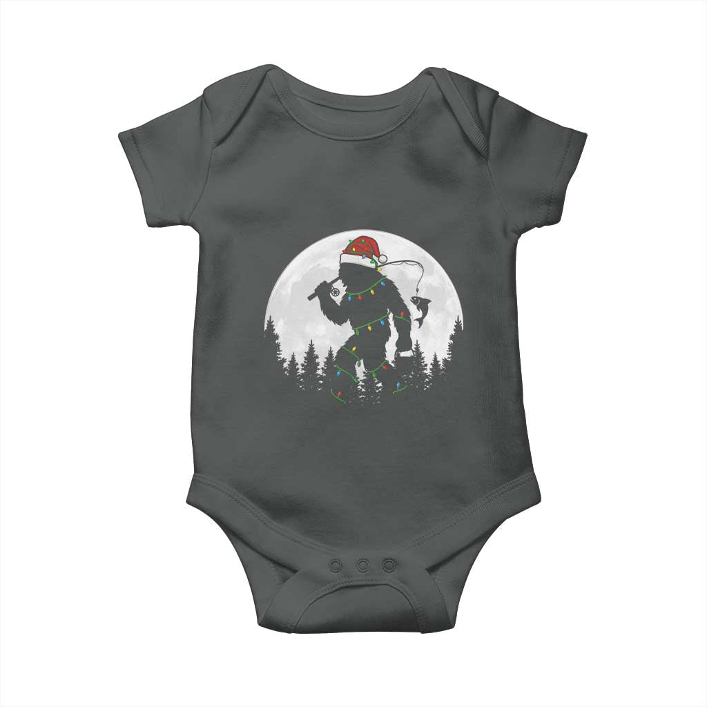Funny Bigfoot Fishing Christmas Baby Onesie Sasquatch Moon Fisherman - Wonder Print Shop