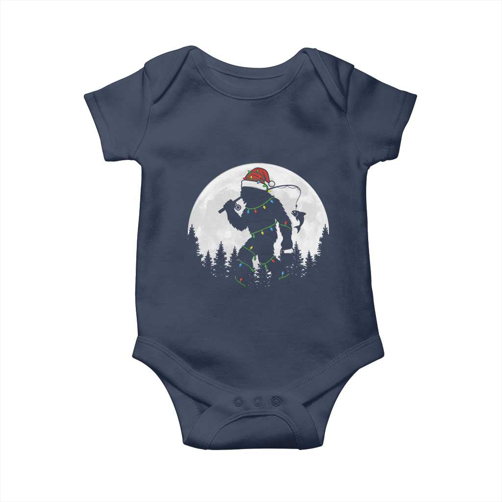 Funny Bigfoot Fishing Christmas Baby Onesie Sasquatch Moon Fisherman - Wonder Print Shop