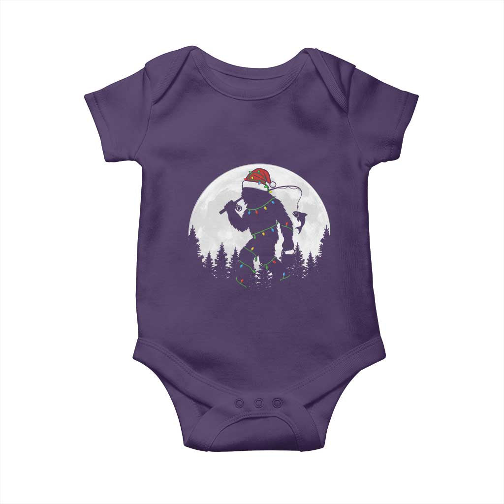 Funny Bigfoot Fishing Christmas Baby Onesie Sasquatch Moon Fisherman - Wonder Print Shop