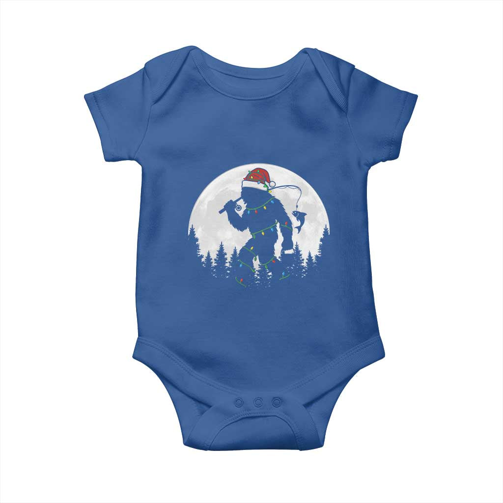 Funny Bigfoot Fishing Christmas Baby Onesie Sasquatch Moon Fisherman - Wonder Print Shop