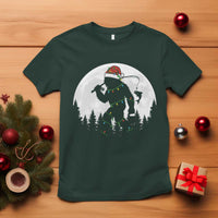 Funny Bigfoot Fishing Christmas T Shirt Sasquatch Moon Fisherman - Wonder Print Shop