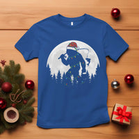 Funny Bigfoot Fishing Christmas T Shirt Sasquatch Moon Fisherman - Wonder Print Shop