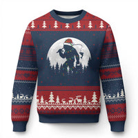 Funny Bigfoot Fishing Xmas Ugly Christmas Sweater Sasquatch Moon Fisherman - Wonder Print Shop