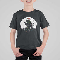 Funny Bigfoot Fishing Christmas T Shirt For Kid Sasquatch Moon Fisherman - Wonder Print Shop