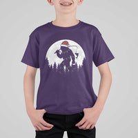 Funny Bigfoot Fishing Christmas T Shirt For Kid Sasquatch Moon Fisherman - Wonder Print Shop