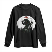 Funny Bigfoot Fishing Christmas Long Sleeve Shirt Sasquatch Moon Fisherman - Wonder Print Shop