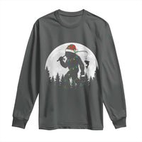 Funny Bigfoot Fishing Christmas Long Sleeve Shirt Sasquatch Moon Fisherman - Wonder Print Shop