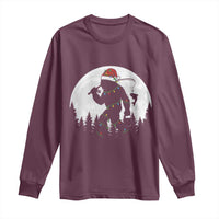 Funny Bigfoot Fishing Christmas Long Sleeve Shirt Sasquatch Moon Fisherman - Wonder Print Shop
