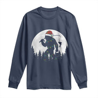 Funny Bigfoot Fishing Christmas Long Sleeve Shirt Sasquatch Moon Fisherman - Wonder Print Shop