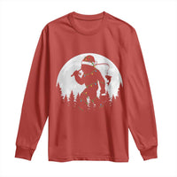 Funny Bigfoot Fishing Christmas Long Sleeve Shirt Sasquatch Moon Fisherman - Wonder Print Shop