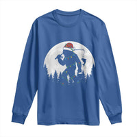 Funny Bigfoot Fishing Christmas Long Sleeve Shirt Sasquatch Moon Fisherman - Wonder Print Shop