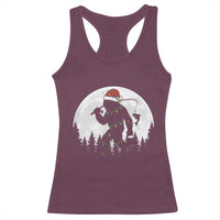 Funny Bigfoot Fishing Christmas Racerback Tank Top Sasquatch Moon Fisherman - Wonder Print Shop
