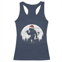 Funny Bigfoot Fishing Christmas Racerback Tank Top Sasquatch Moon Fisherman - Wonder Print Shop