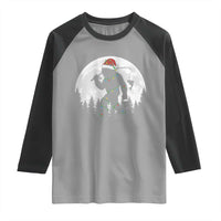 Funny Bigfoot Fishing Christmas Raglan Shirt Sasquatch Moon Fisherman - Wonder Print Shop