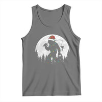 Funny Bigfoot Fishing Christmas Tank Top Sasquatch Moon Fisherman - Wonder Print Shop