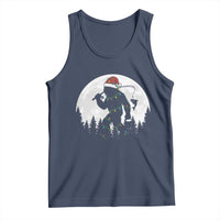 Funny Bigfoot Fishing Christmas Tank Top Sasquatch Moon Fisherman - Wonder Print Shop