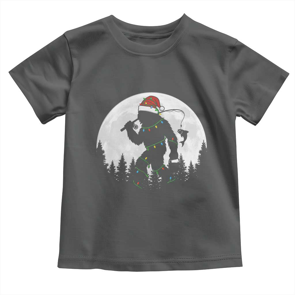 Funny Bigfoot Fishing Christmas Toddler T Shirt Sasquatch Moon Fisherman - Wonder Print Shop