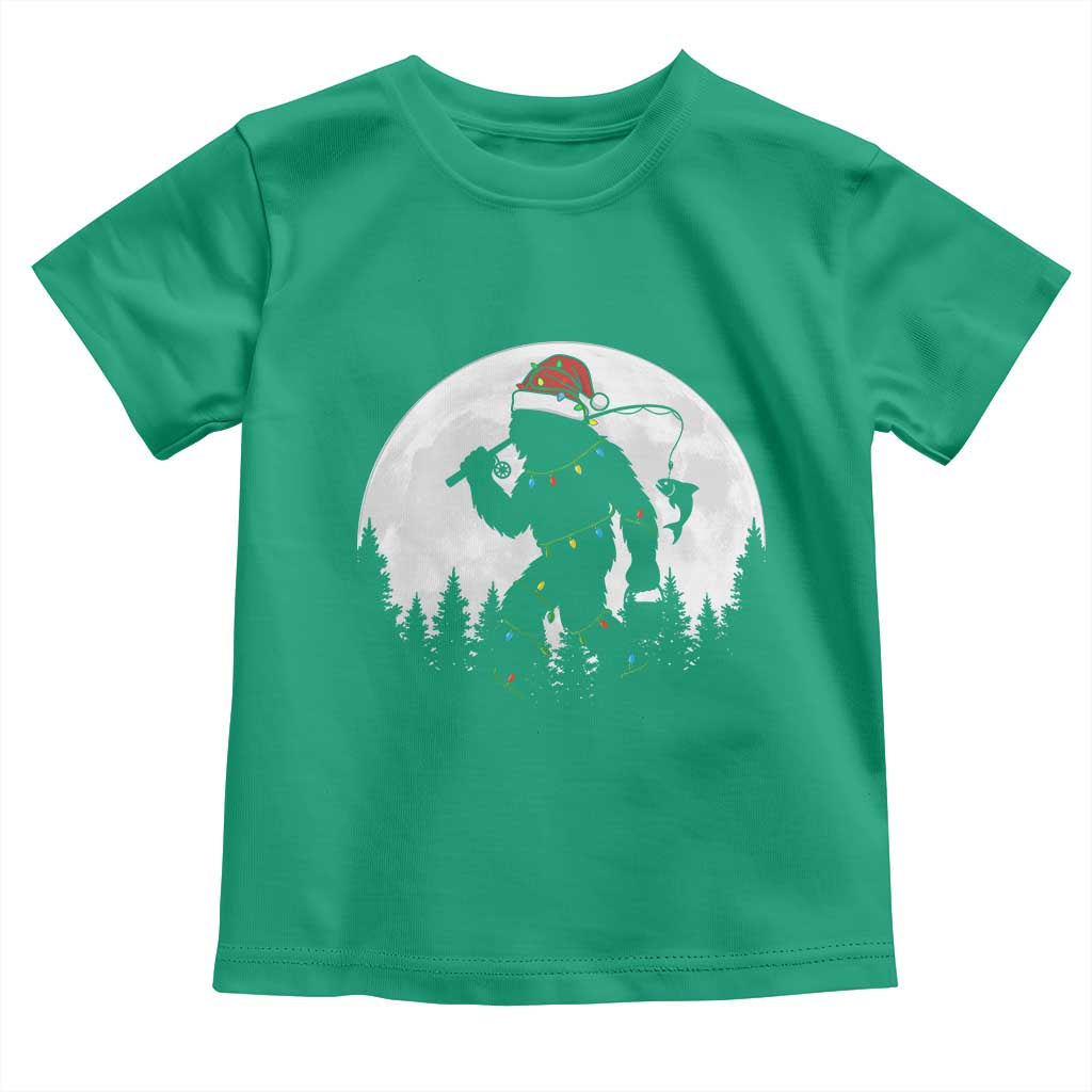 Funny Bigfoot Fishing Christmas Toddler T Shirt Sasquatch Moon Fisherman - Wonder Print Shop