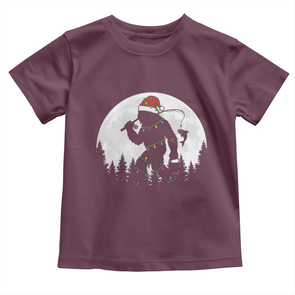 Funny Bigfoot Fishing Christmas Toddler T Shirt Sasquatch Moon Fisherman - Wonder Print Shop