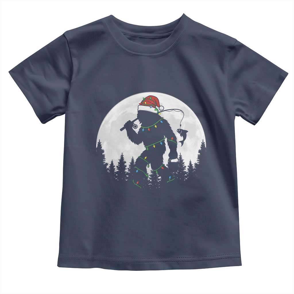 Funny Bigfoot Fishing Christmas Toddler T Shirt Sasquatch Moon Fisherman - Wonder Print Shop