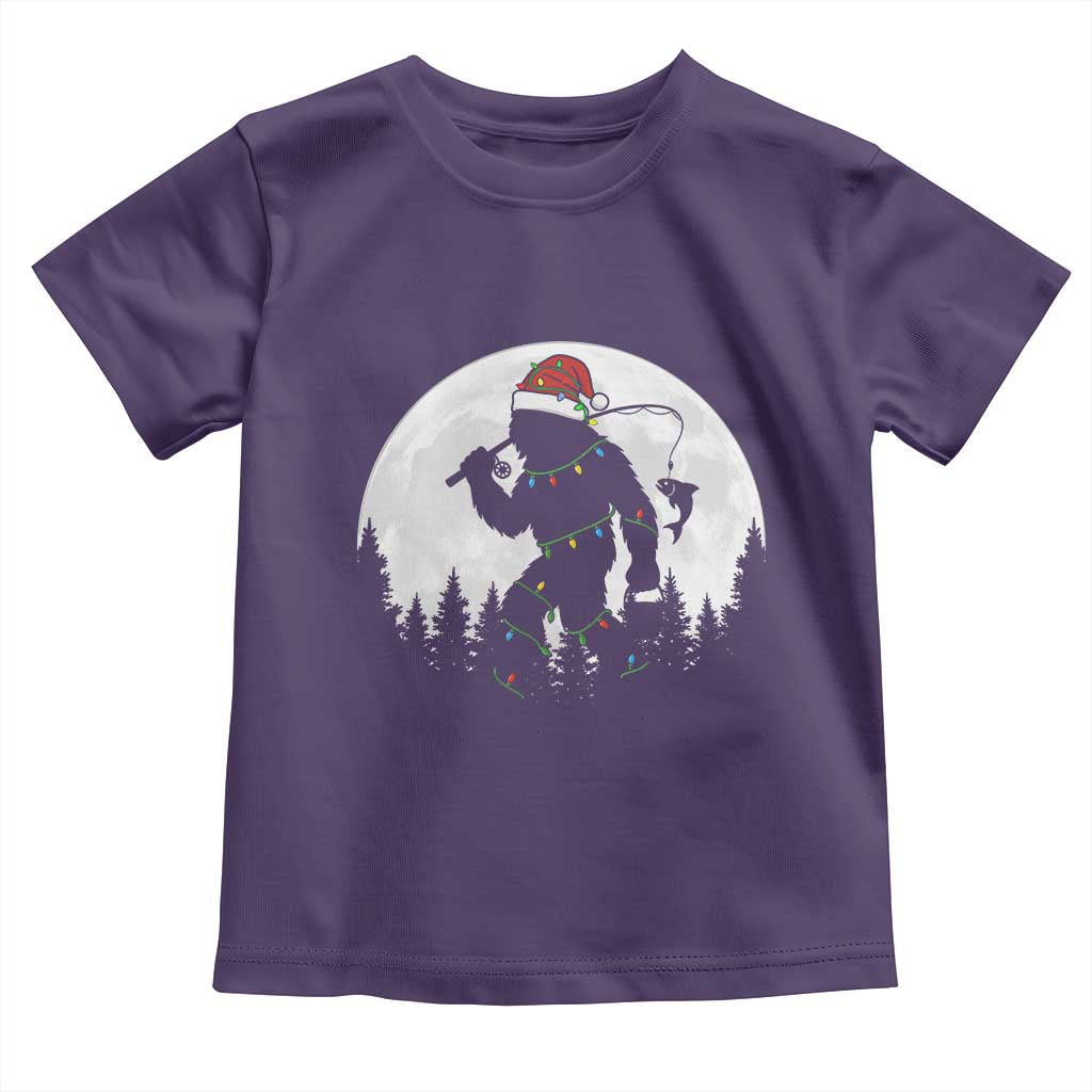 Funny Bigfoot Fishing Christmas Toddler T Shirt Sasquatch Moon Fisherman - Wonder Print Shop