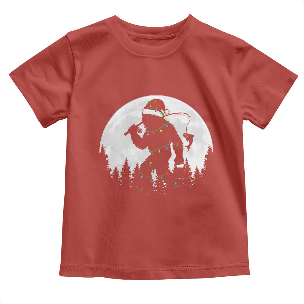 Funny Bigfoot Fishing Christmas Toddler T Shirt Sasquatch Moon Fisherman - Wonder Print Shop