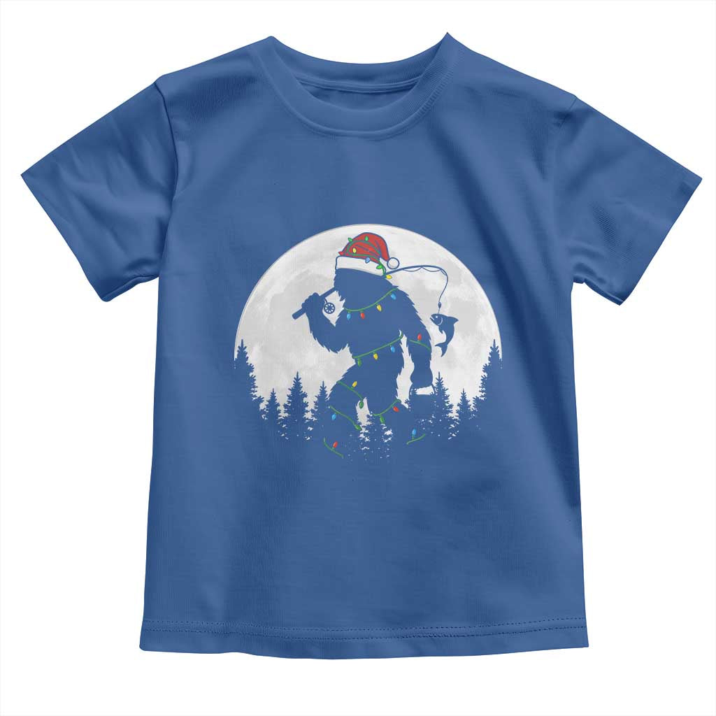 Funny Bigfoot Fishing Christmas Toddler T Shirt Sasquatch Moon Fisherman - Wonder Print Shop