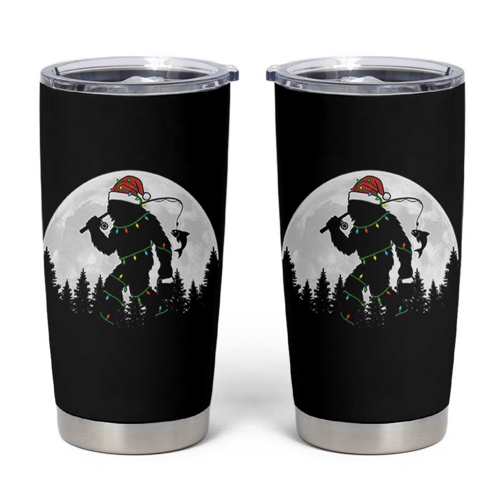 Funny Bigfoot Fishing Christmas Tumbler Cup Sasquatch Moon Fisherman - Wonder Print Shop