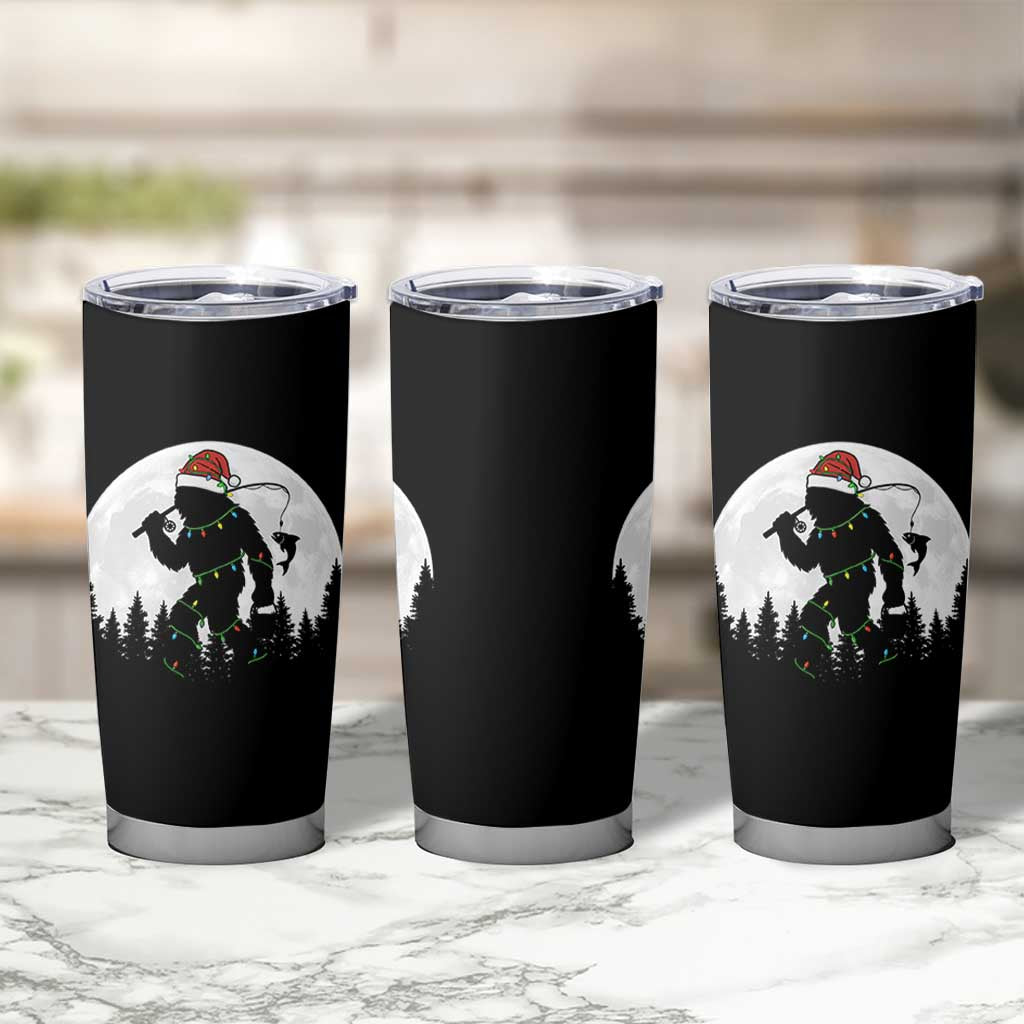 Funny Bigfoot Fishing Christmas Tumbler Cup Sasquatch Moon Fisherman - Wonder Print Shop