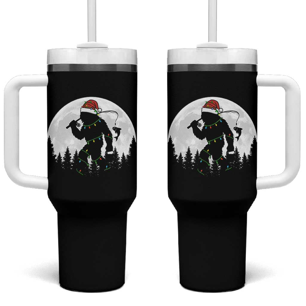 Funny Bigfoot Fishing Christmas Tumbler With Handle Sasquatch Moon Fisherman - Wonder Print Shop