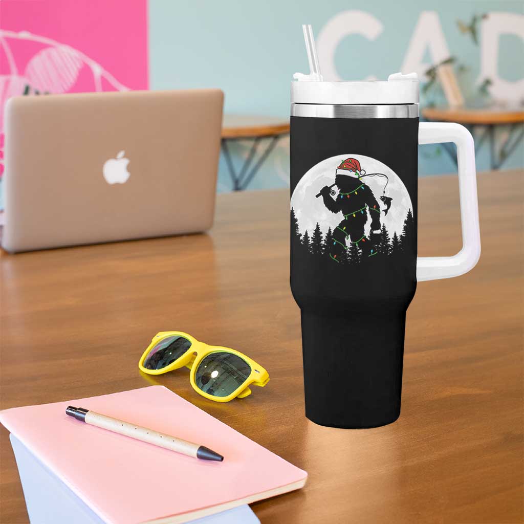 Funny Bigfoot Fishing Christmas Tumbler With Handle Sasquatch Moon Fisherman - Wonder Print Shop