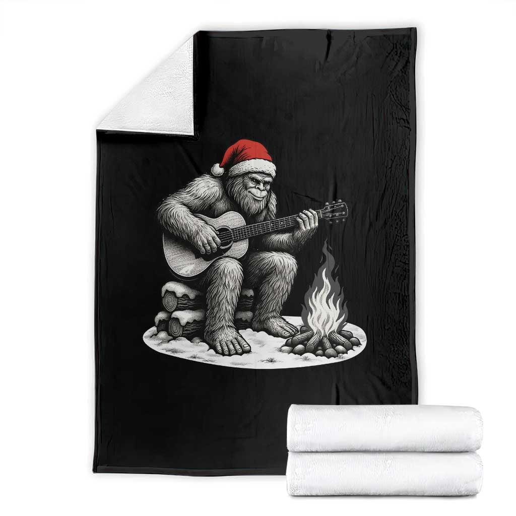 Bigfoot Guitar Christmas Throw Blanket Sasquatch Guitarist Music Xmas - Wonder Print Shop