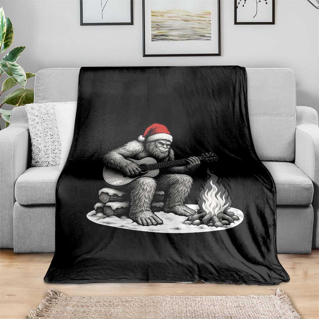 Bigfoot Guitar Christmas Throw Blanket Sasquatch Guitarist Music Xmas - Wonder Print Shop