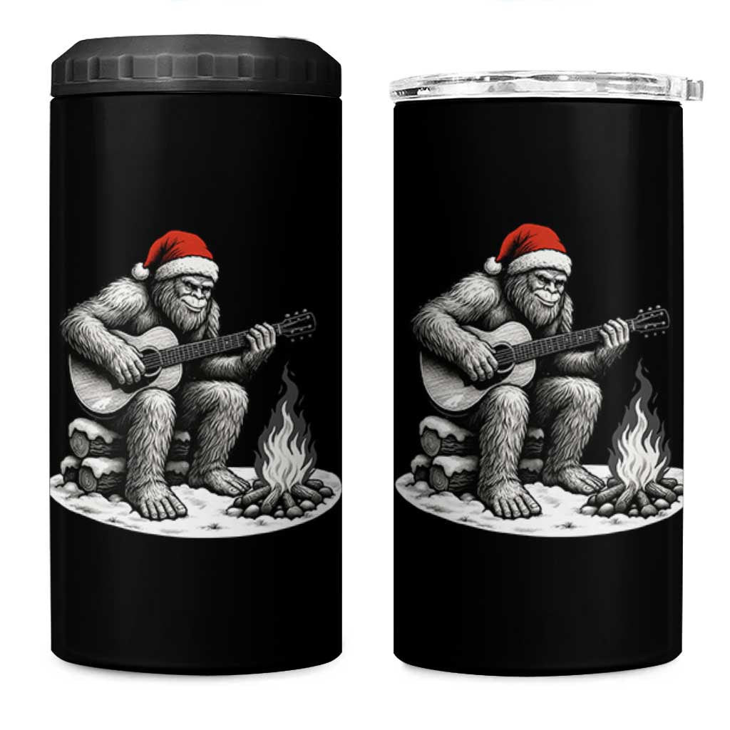 Bigfoot Guitar Christmas 4 in 1 Can Cooler Tumbler Sasquatch Guitarist Music Xmas - Wonder Print Shop