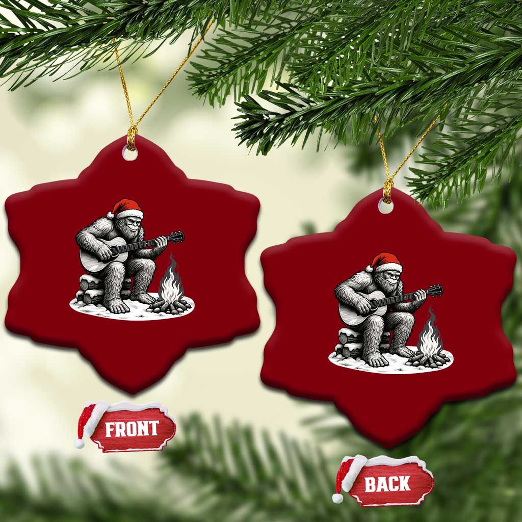 Bigfoot Guitar Xmas Ceramic Ornament Sasquatch Guitarist Music Xmas - Wonder Print Shop