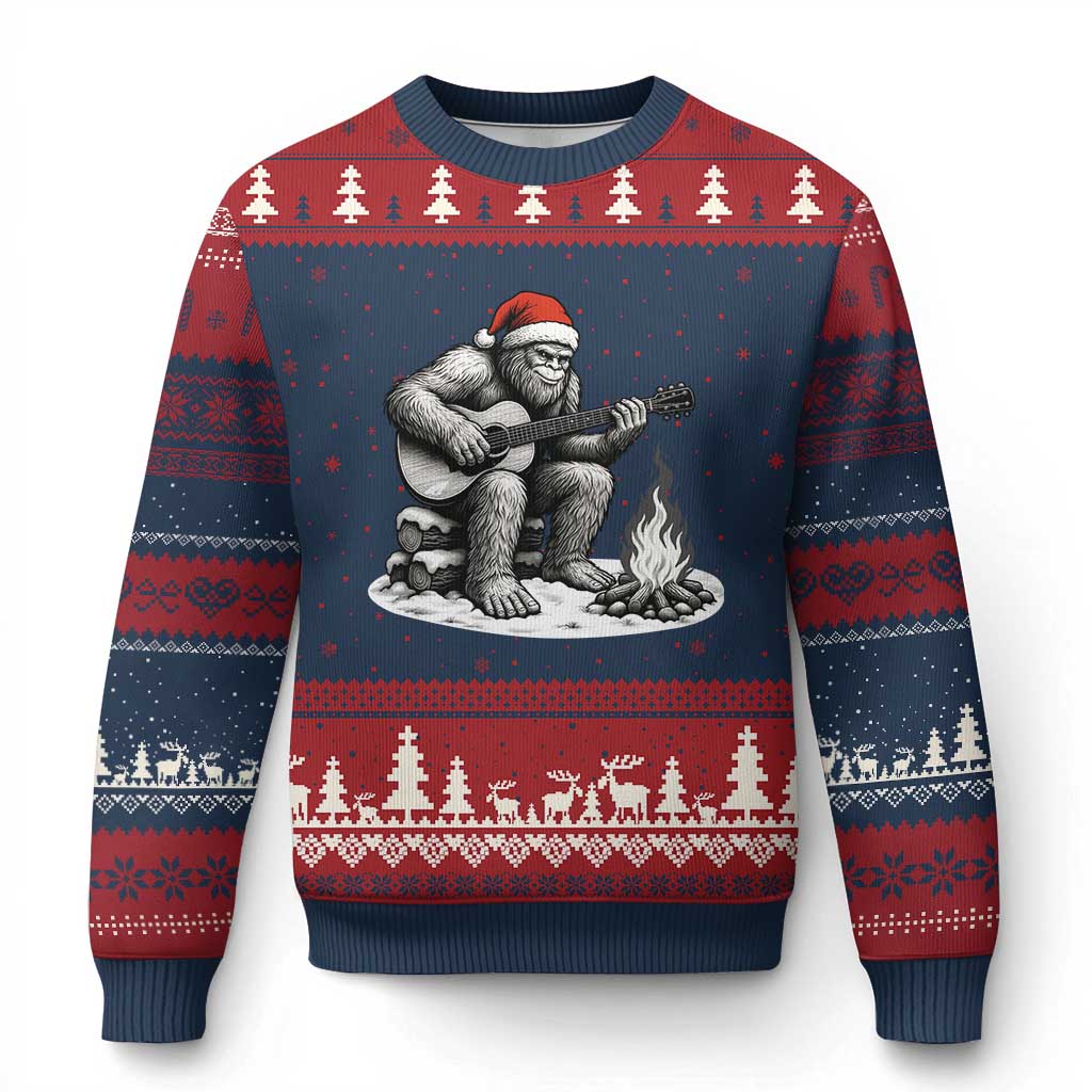 Bigfoot Guitar Xmas Ugly Christmas Sweater Sasquatch Guitarist Music Xmas - Wonder Print Shop