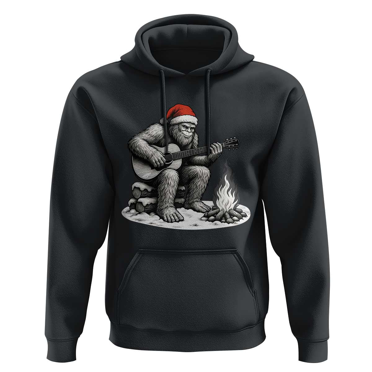Bigfoot Guitar Christmas Hoodie Sasquatch Guitarist Music Xmas - Wonder Print Shop