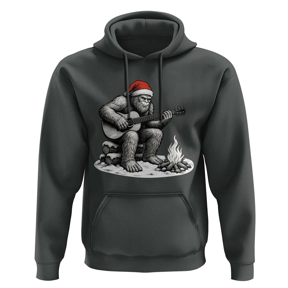 Bigfoot Guitar Christmas Hoodie Sasquatch Guitarist Music Xmas - Wonder Print Shop