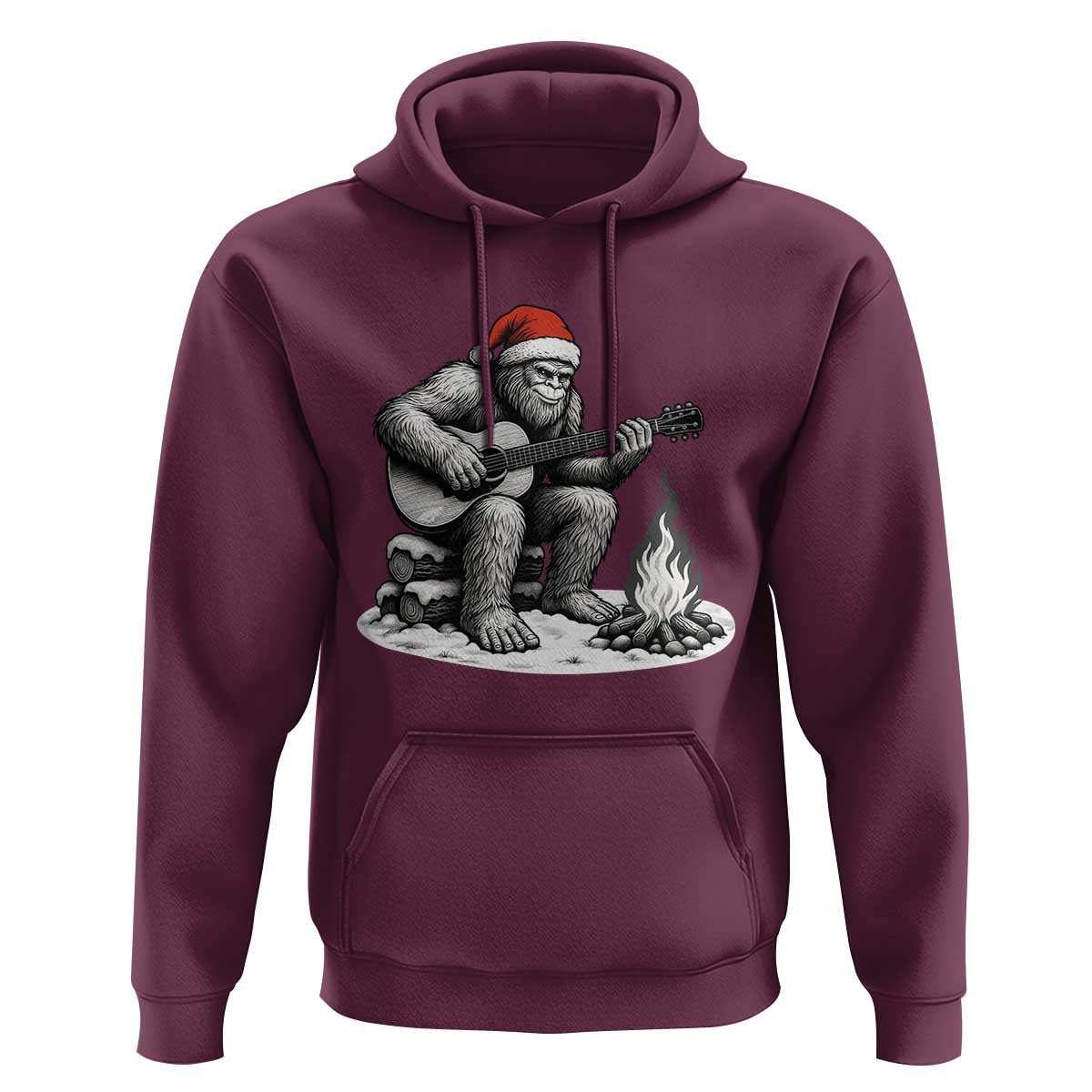 Bigfoot Guitar Christmas Hoodie Sasquatch Guitarist Music Xmas - Wonder Print Shop