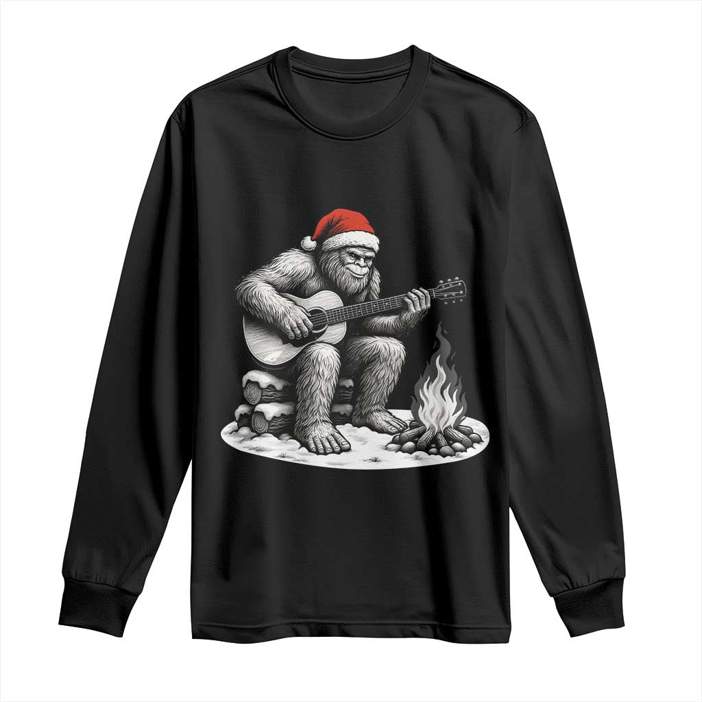 Bigfoot Guitar Christmas Long Sleeve Shirt Sasquatch Guitarist Music Xmas - Wonder Print Shop