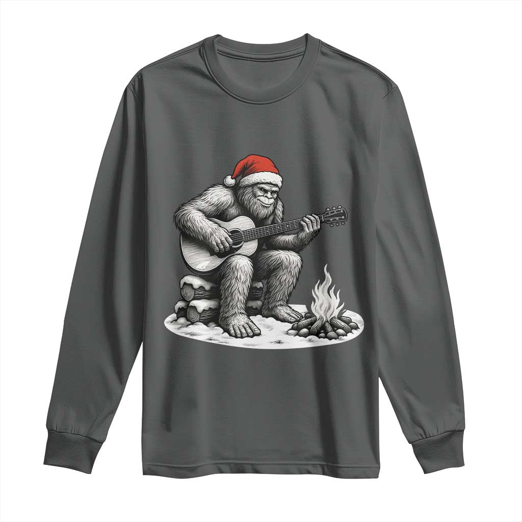 Bigfoot Guitar Christmas Long Sleeve Shirt Sasquatch Guitarist Music Xmas - Wonder Print Shop
