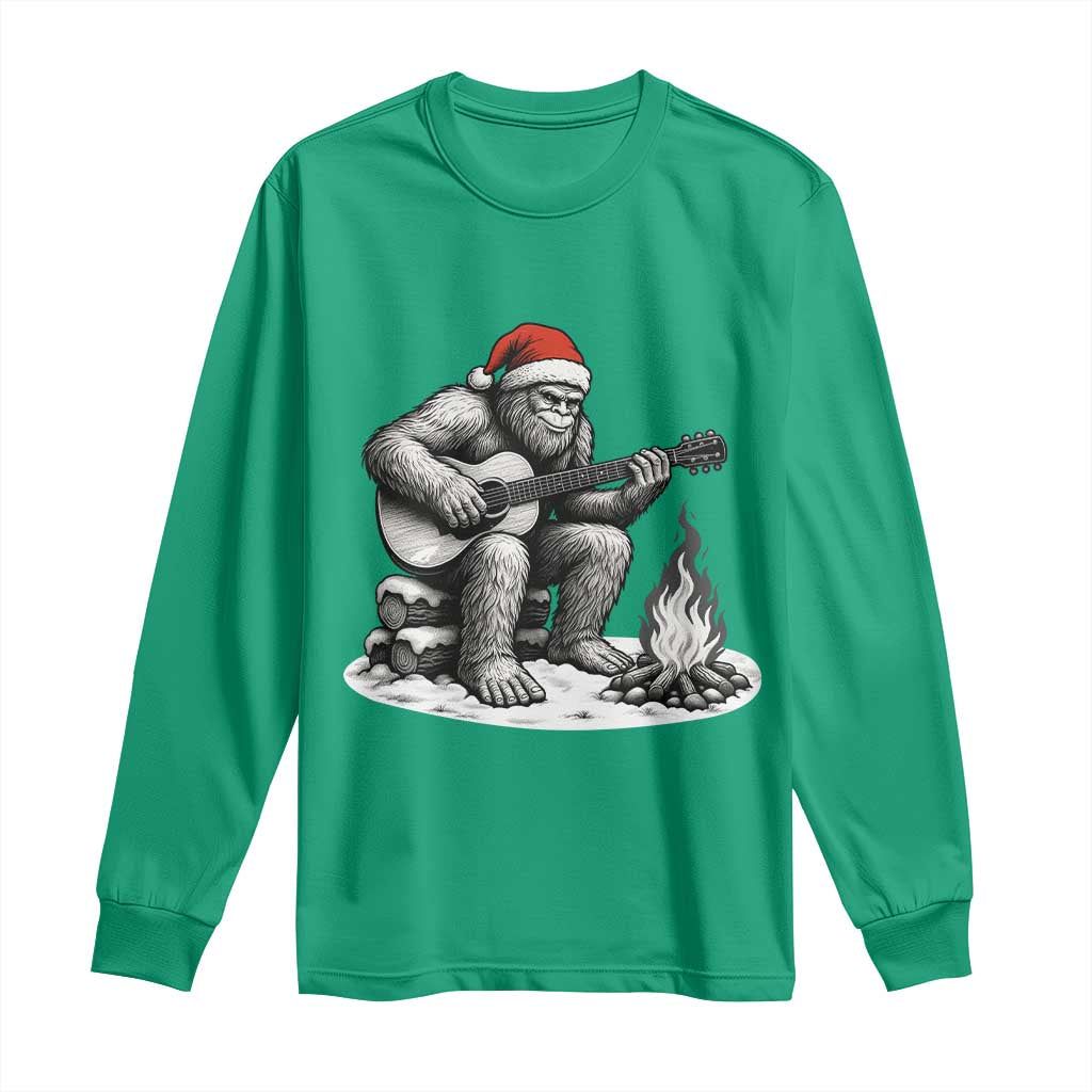 Bigfoot Guitar Christmas Long Sleeve Shirt Sasquatch Guitarist Music Xmas - Wonder Print Shop